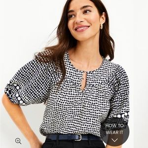 Loft Dotted Puff Sleeve Blouse-NWT